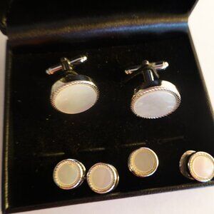 Mother of Pearl Tuxedo Cufflinks and Shirt Studs